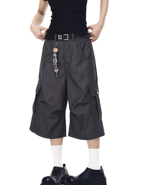 Cleanfit Pleated Wide-Leg Cargo Trousers