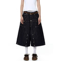 TALKLESSFASHION BLACKLISTS American deconstructed topline design sense riveted denim cropped pants men's and women's fake two-piece cargo shorts