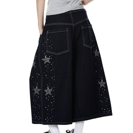 TALKLESSFASHION BLACKLISTS American heavy industry star hot diamond primary color denim cropped pants men's and women's design wide-leg shorts summer