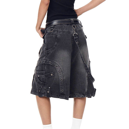 TALKLESSFASHION BLACKLISTS American high street heavy industry patchwork denim shorts men's and women's Abi punk cargo cropped pants