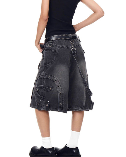 TALKLESSFASHION BLACKLISTS American high street heavy industry patchwork denim shorts men's and women's Abi punk cargo cropped pants
