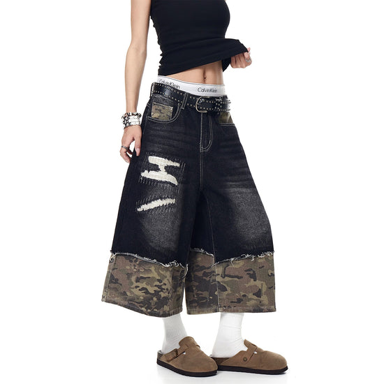 Camo Destruction Denim Short