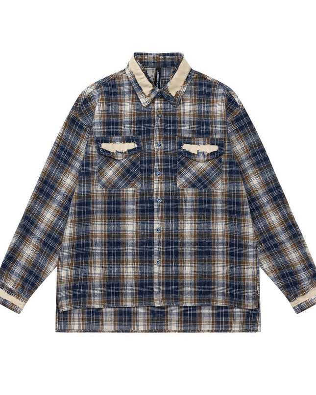 TALKLESSFASHION Blue / L Niche Loose Lapel Shirt—2112