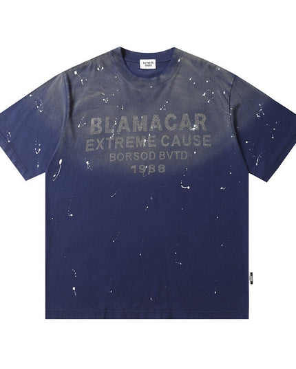 TALKLESSFASHION Blue / L Top Bleached stoned T-shirt—3209