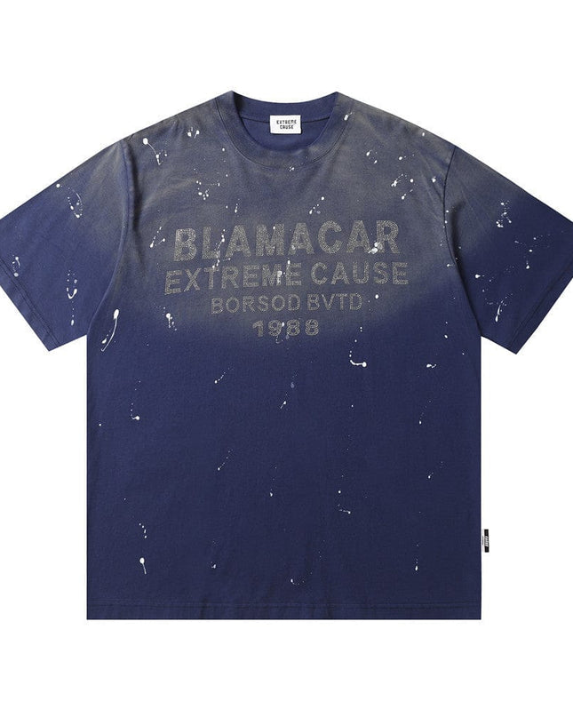TALKLESSFASHION Blue / L Top Bleached stoned T-shirt—3209