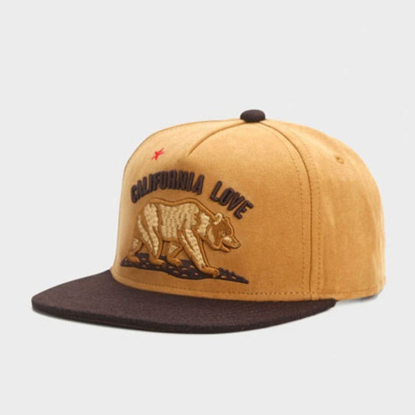 Suede Cartoon Bear Flat-Brim Cap