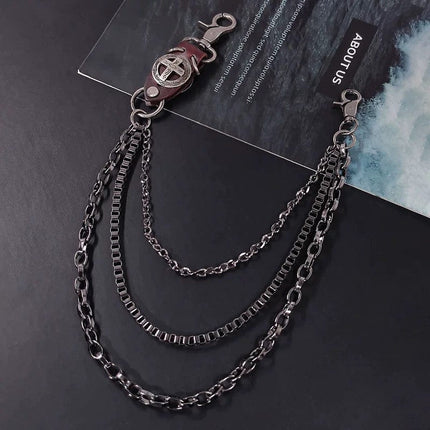 TALKLESSFASHION Brown Ten Waist Chain Punk trouser chainsMen's metallic jeans accessoriesAmerican waist chains, hip-hop trendy embellishments, statement pants, eagle claw charms