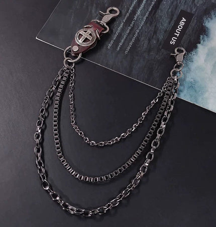 TALKLESSFASHION Brown Ten Waist Chain Punk trouser chainsMen's metallic jeans accessoriesAmerican waist chains, hip-hop trendy embellishments, statement pants, eagle claw charms