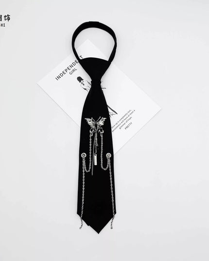 TALKLESSFASHION Butterfly fringed tie - black Le Chao  butterfly tie