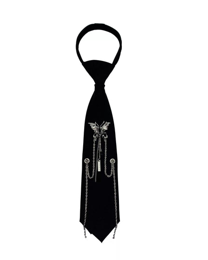 TALKLESSFASHION Butterfly fringed tie - black Le Chao  butterfly tie