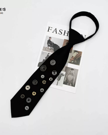 TALKLESSFASHION Button tie Le Chao ornament black button tie