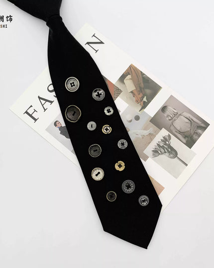 TALKLESSFASHION Button tie Le Chao ornament black button tie