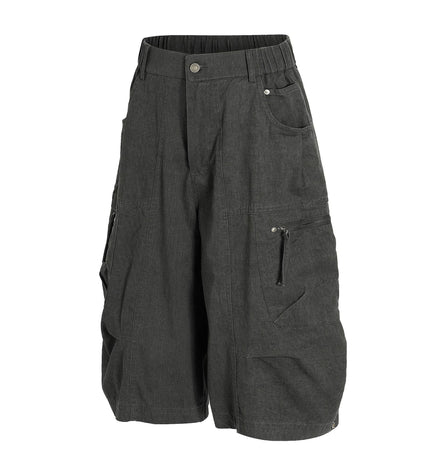 THETLSTUDIO C896 American Vintage Summer High-End Multi-Pocket Outdoor Design Men's Loose Cropped Casual Cargo Shorts