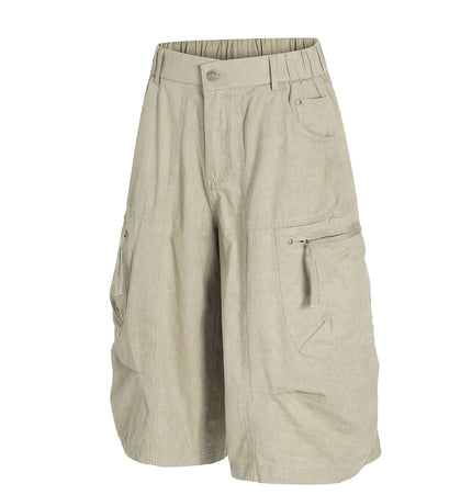 THETLSTUDIO C896 American Vintage Summer High-End Multi-Pocket Outdoor Design Men's Loose Cropped Casual Cargo Shorts