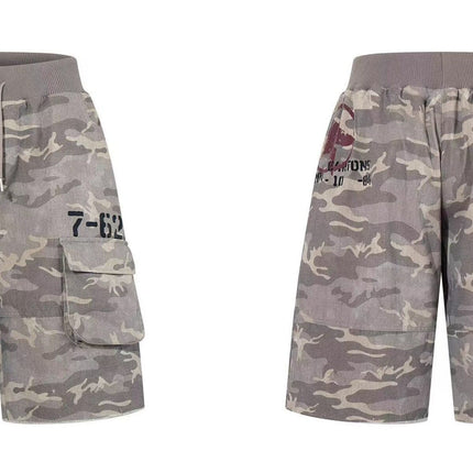 TALKLESSFASHION Camo Fringe Cropped Cargo Shorts