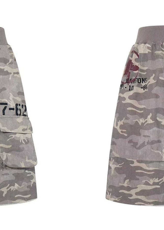 TALKLESSFASHION Camo Fringe Cropped Cargo Shorts