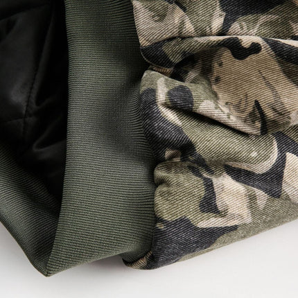 TALKLESSFASHION Camo Fur Collar Padded Jacket