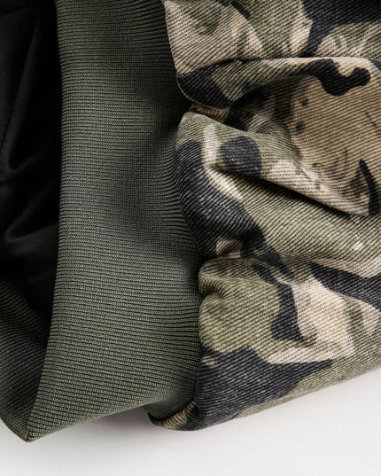 TALKLESSFASHION Camo Fur Collar Padded Jacket