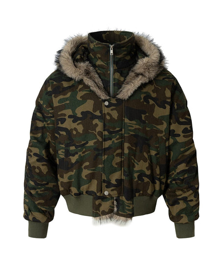 TALKLESSFASHION Camo Pilot Fur Collar Jacket
