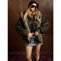 TALKLESSFASHION Camo Pilot Fur Collar Jacket