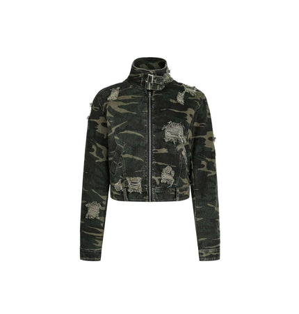 THETLSTUDIO Camo Wash Detachable Fur Jacket