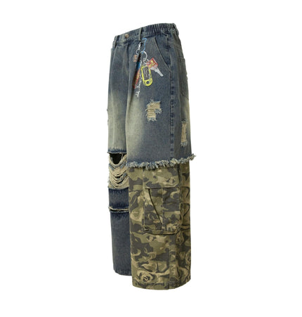 THETLSTUDIO Camouflage Contrast Stitched Jeans