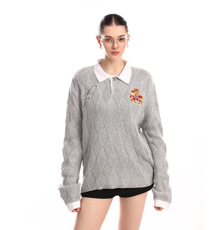 THETLSTUDIO Campus Style Fake Two-Piece Sweater
