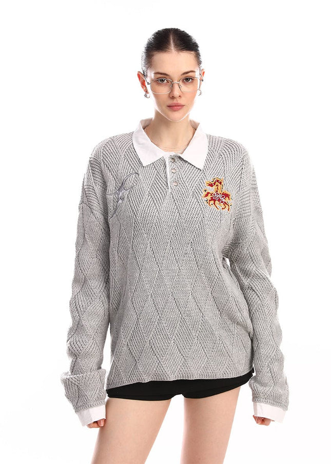 TALKLESSFASHION Campus Style Fake Two-Piece Sweater