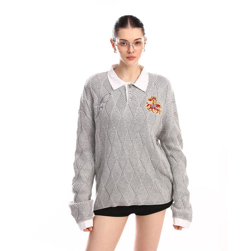 THETLSTUDIO Campus Style Fake Two-Piece Sweater