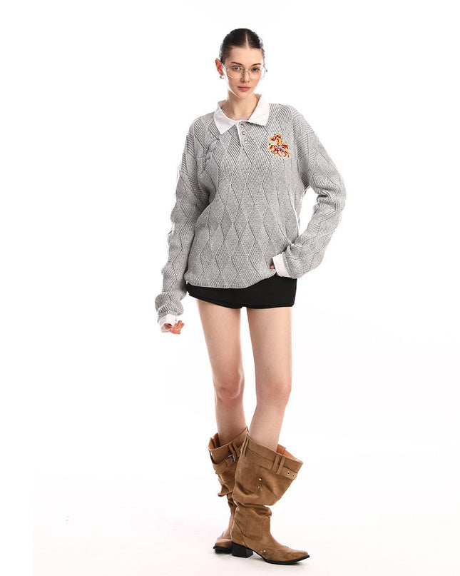 TALKLESSFASHION Campus Style Fake Two-Piece Sweater