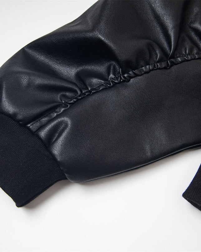 TALKLESSFASHION Chaotrok Silhouette Hooded Leather Jacket