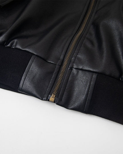 TALKLESSFASHION Chaotrok Silhouette Hooded Leather Jacket