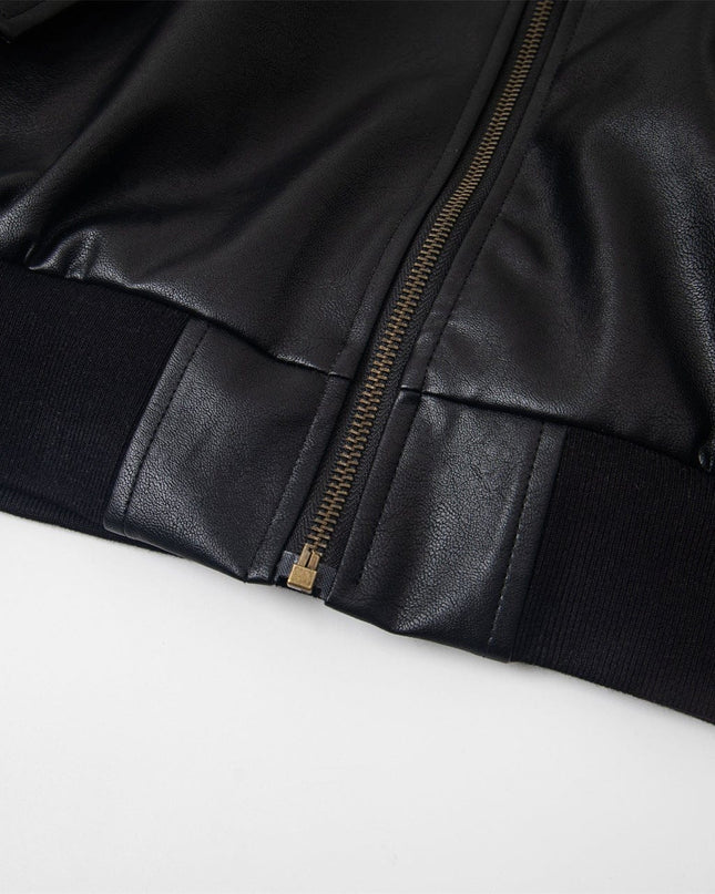 TALKLESSFASHION Chaotrok Silhouette Hooded Leather Jacket
