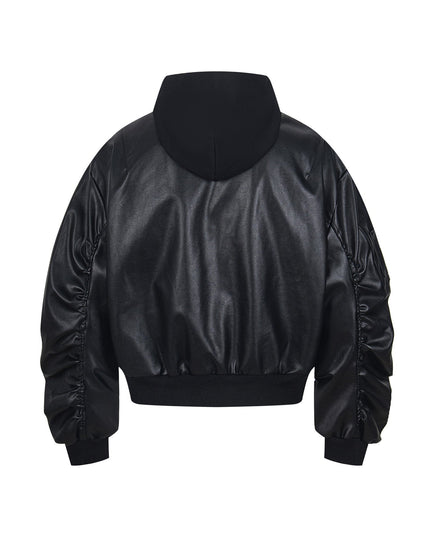 TALKLESSFASHION Chaotrok Silhouette Hooded Leather Jacket