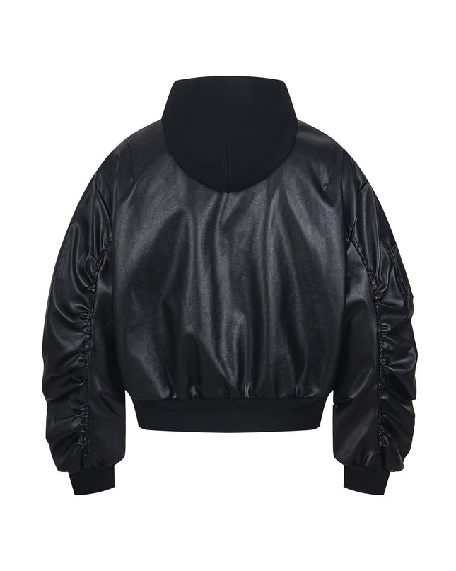 TALKLESSFASHION Chaotrok Silhouette Hooded Leather Jacket