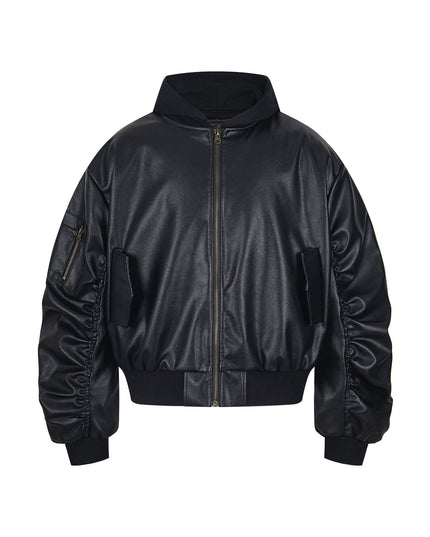 TALKLESSFASHION Chaotrok Silhouette Hooded Leather Jacket