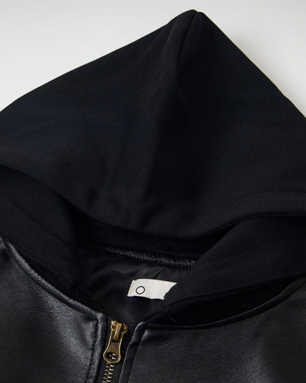 TALKLESSFASHION Chaotrok Silhouette Hooded Leather Jacket