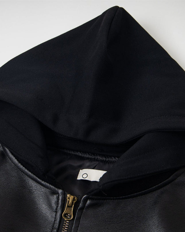 TALKLESSFASHION Chaotrok Silhouette Hooded Leather Jacket