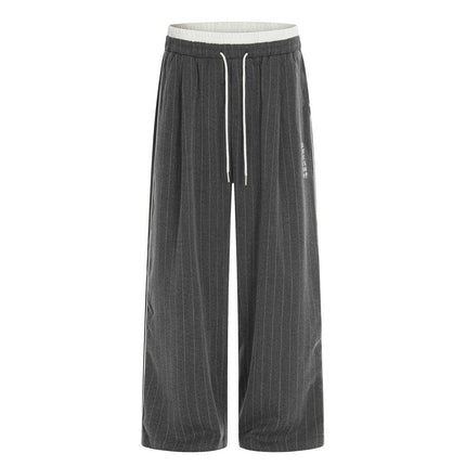 TALKLESSFASHION cleanfit vertical striped casual sportssuit men's stand-up collar jacket trendy brand color-blocked double-toe straight-leg trousers