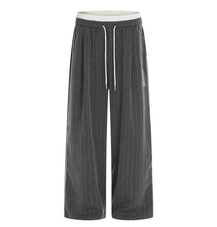 TALKLESSFASHION cleanfit vertical striped casual sportssuit men's stand-up collar jacket trendy brand color-blocked double-toe straight-leg trousers