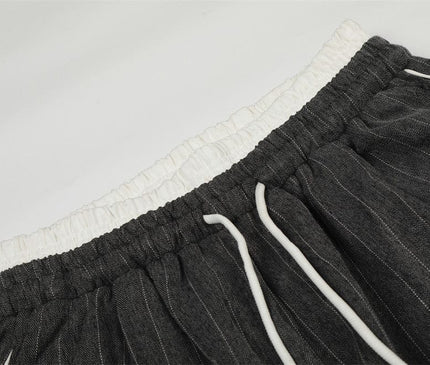 TALKLESSFASHION cleanfit vertical striped casual sportssuit men's stand-up collar jacket trendy brand color-blocked double-toe straight-leg trousers
