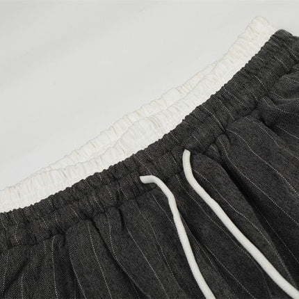 TALKLESSFASHION cleanfit vertical striped casual sportssuit men's stand-up collar jacket trendy brand color-blocked double-toe straight-leg trousers