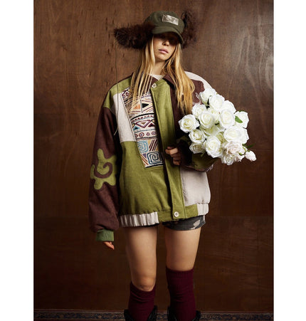 THETLSTUDIO Corduroy Ethnic Design Puffer
