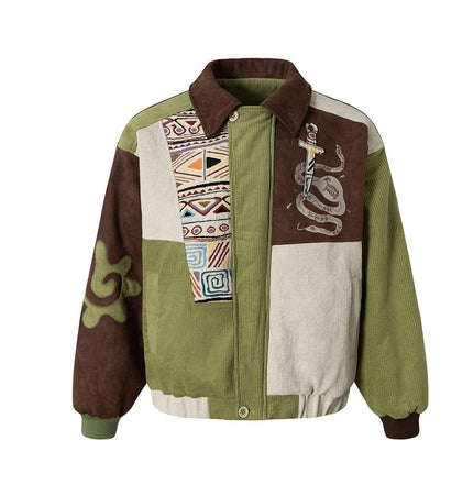 THETLSTUDIO Corduroy Ethnic Design Puffer