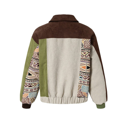 TALKLESSFASHION Corduroy Ethnic Design Puffer