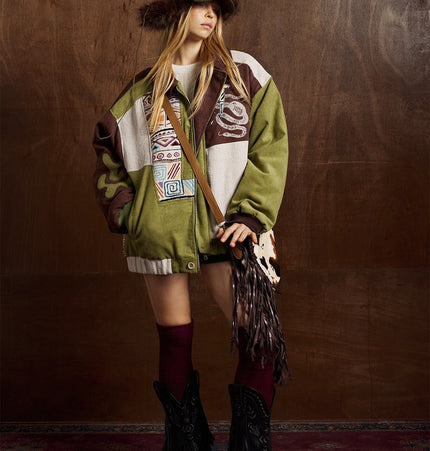 THETLSTUDIO Corduroy Ethnic Design Puffer