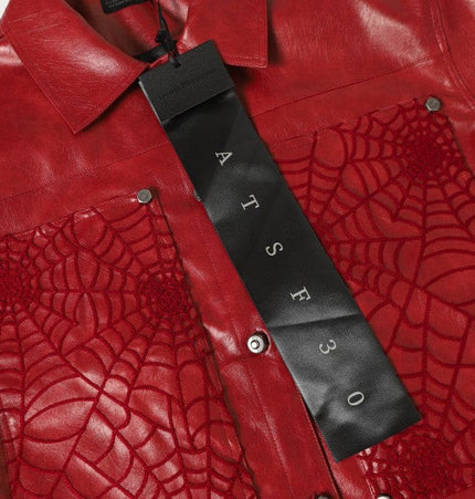 THETLSTUDIO Crocodile print shoulder pads, leather jackets, jackets, niche European and American hiphop jackets, men's trends, high-end vintage tops