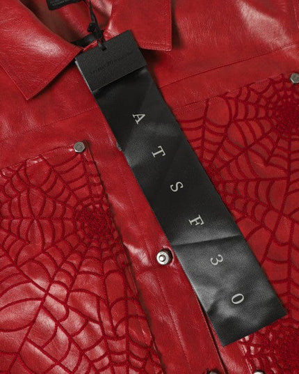 TALKLESSFASHION Crocodile print shoulder pads, leather jackets, jackets, niche European and American hiphop jackets, men's trends, high-end vintage tops