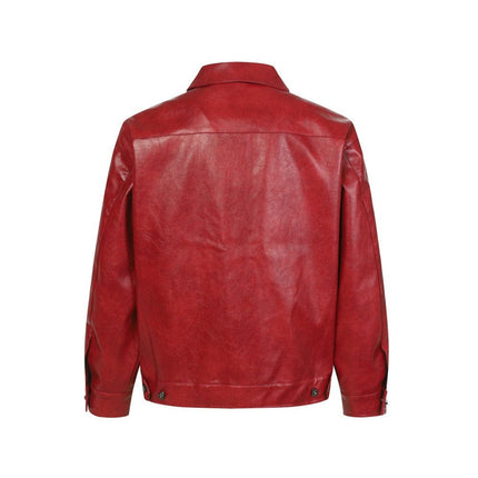 TALKLESSFASHION Crocodile print shoulder pads, leather jackets, jackets, niche European and American hiphop jackets, men's trends, high-end vintage tops