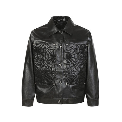 TALKLESSFASHION Crocodile print shoulder pads, leather jackets, jackets, niche European and American hiphop jackets, men's trends, high-end vintage tops